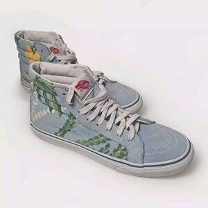 Vans Off The Wall Van Doren Light Blue Floral High Tops Size M6.5 / W8
